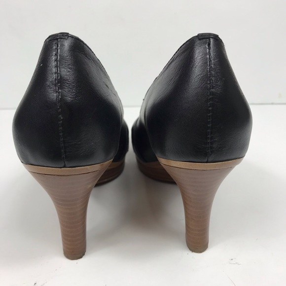 Sofft Mabel Black Leather Platform Peep Toe Heels - Picture 4 of 8